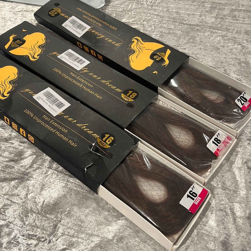 Abbily Hair Tape in Extensions Human Hair #8 light brown - 3 pack bundle!!!